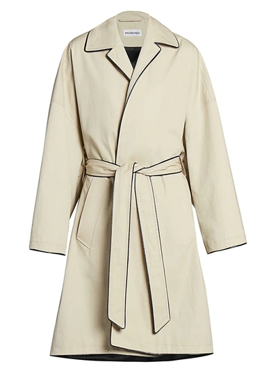 Balenciaga Short Cocoon Coat In Creme