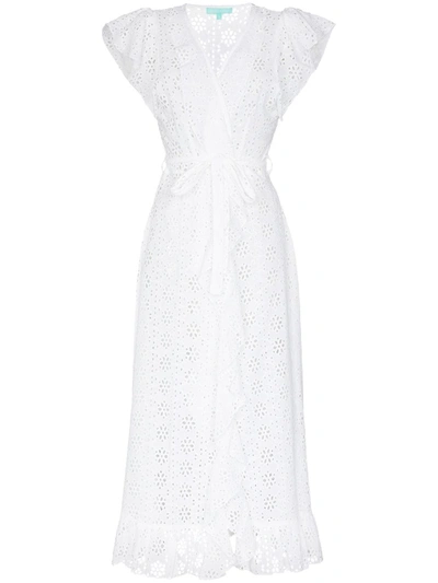 Melissa Odabash Brianna Belted Ruffled Broderie Anglaise Cotton Wrap Maxi Dress In White