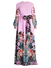 Valentino Women's Orchid Jungle-print Silk Wide-leg Jumpsuit In Cherry