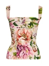 Dolce & Gabbana Women's Charmeuse Floral-print Bustier Top In White Light Pink