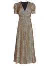 Saloni Women's Leopard Silk Satin A-line Dress In Camo Leopard