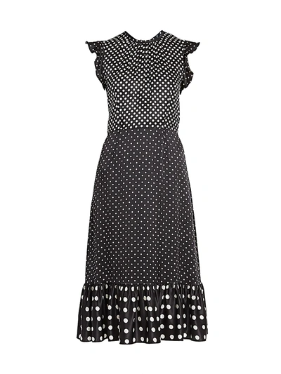 Altuzarra Ruffle-trimmed Polka-dot Silk-satin Midi Dress In Black Multi