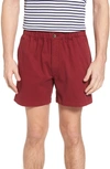 Vintage 1946 Snappers Elastic Waist 5.5 Inch Stretch Shorts In Garnet