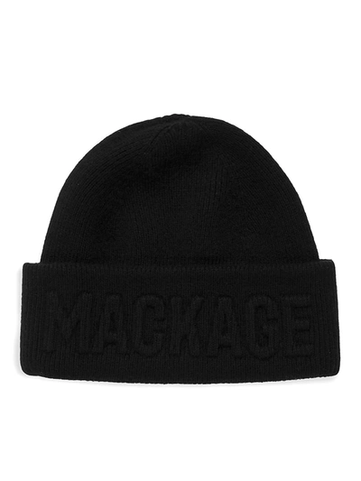 Mackage Short Fleece Logo Beanie In Black