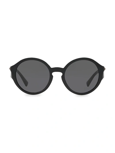Valentino 52mm Studded Round Sunglasses In Black