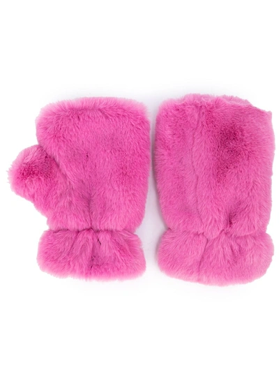 Apparis Ariel Faux Fur Fingerless Gloves In Bubble Pink