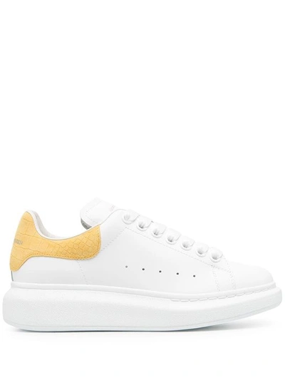 Alexander Mcqueen White And Yellow Printed Suede Classic Sneakers