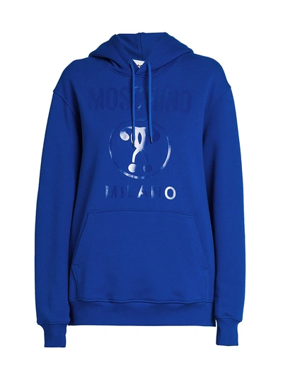 Moschino Women's Logo Hooded Sweatshirt In Fantasy Print Light Blue