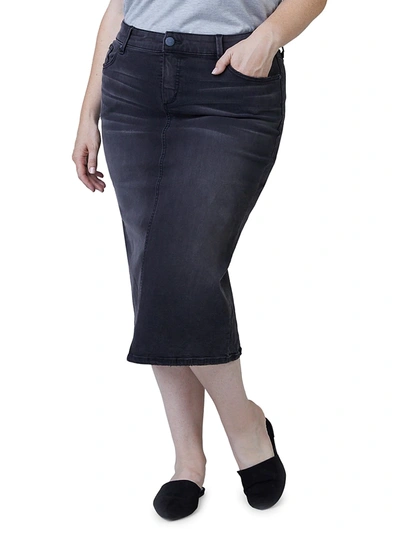 Slink Jeans, Plus Size Denim Pencil Skirt In Adrianna