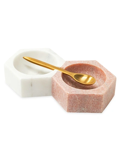 Anaya 2-piece Marble Salt & Pepper Holder & Spoon Set