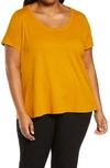 Eileen Fisher U-neck Organic Cotton T-shirt In Goldenrod