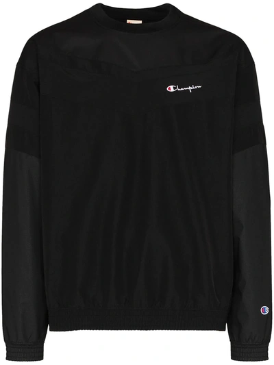 Champion Script Logo Track Sweatshirt In Schwarz
