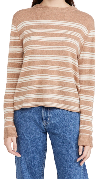 Reformation Cashmere Boyfriend Sweater In Camel Stripe