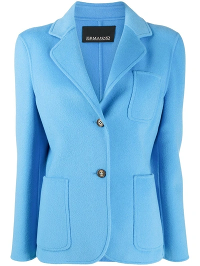 Ermanno Ermanno Single Breasted Blazer Coat In Blue