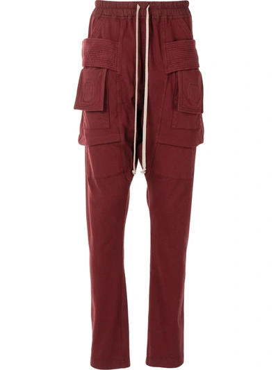 Rick Owens Drkshdw Drawstring Drop-crotch Cargo Trousers In Red