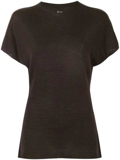 Rick Owens Fine-knit Short-sleeve T-shirt In Brown