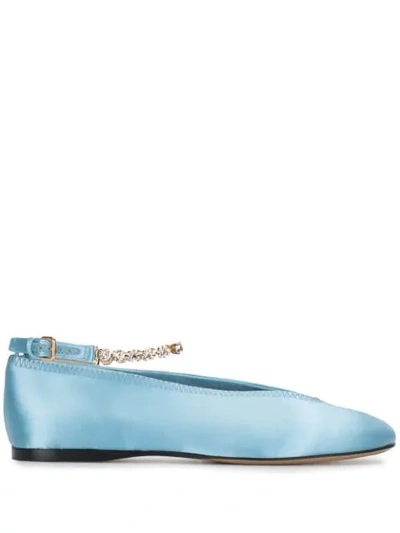 Jw Anderson Crystal-strap Ballerina Shoes In Blue