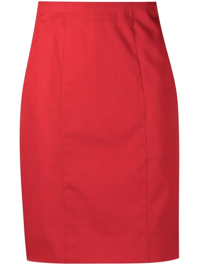 Pre-owned Chanel High-waist Straight-fit Skirt In Red