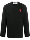 Comme Des Garçons Play Double Heart Long-sleeve T-shirt In Black