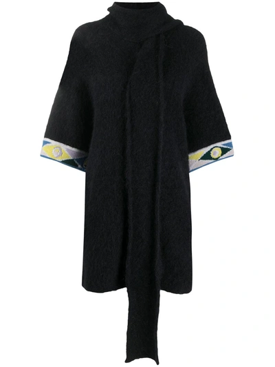 Emilio Pucci Scarf-style Knitted Cardigan In Black