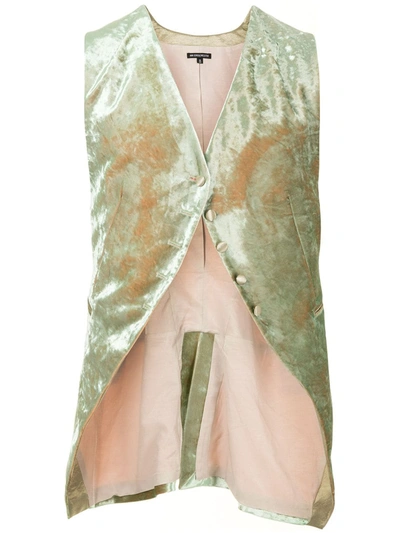 Ann Demeulemeester Single-buttoned Velvet Waistcoat In Green