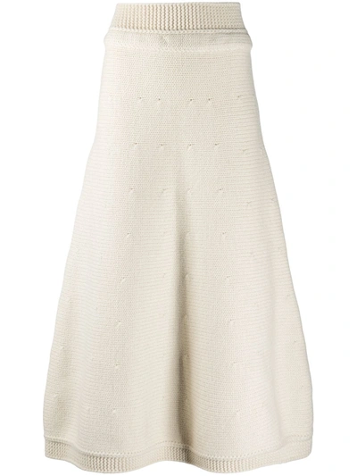 Ami Amalia Chunky-knit Organic Wool Skirt In White