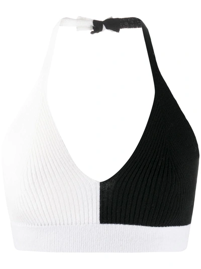 Ami Amalia Colour-block Merino Wool Top In Black