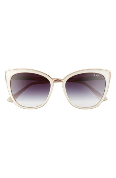 Quay Honey 55mm Cat Eye Sunglasses In Pearl/ Black Fade Gradient