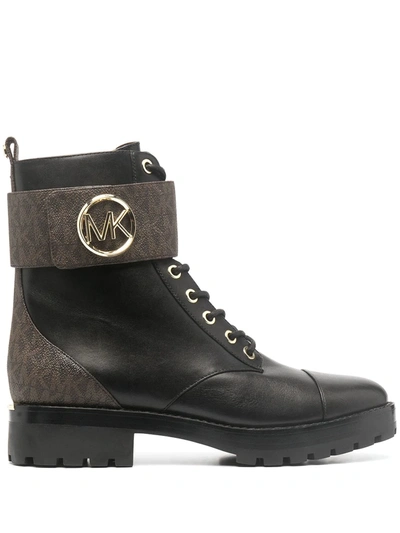 Michael Michael Kors Logo-print Combat Boots In Black