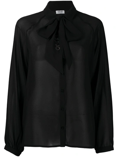 Liu •jo Pussy-bow Blouse Shirt In Black