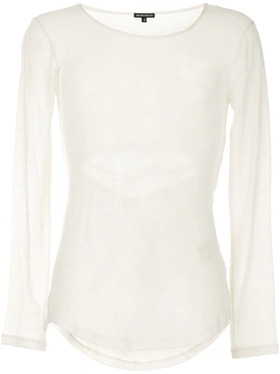 Ann Demeulemeester Semi-sheer Long-sleeved Top In White
