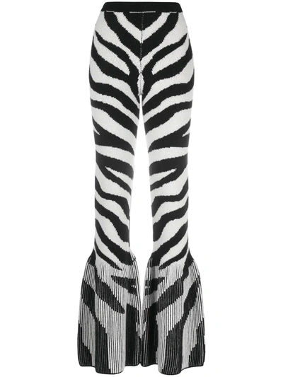 Ami Amalia Zebra Knitted Palazzo Trousers In Black