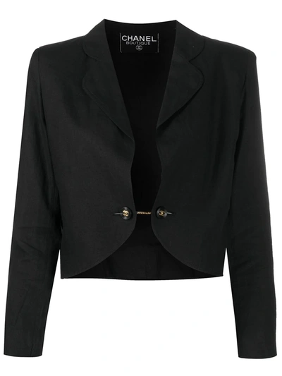 Pre-owned Chanel Chain-link Detail Cropped Jacket In Black