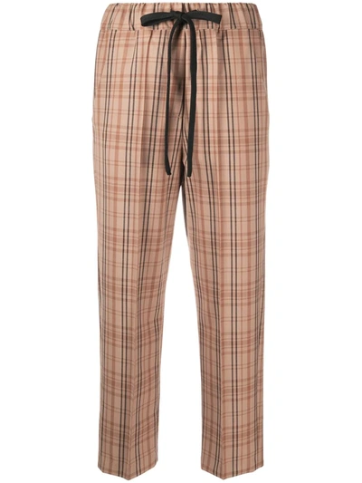 Alysi Check Print Trousers In Brown