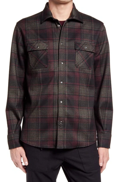 Karl Lagerfeld Plaid Slim Fit Snap Front Shirt In Red