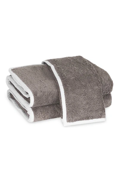 Matouk Enzo Cotton Bathtub Mat In Smoke Gray/ White