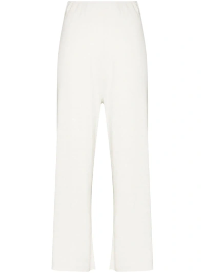 St Agni Wide-leg Cropped Linen Trousers In White