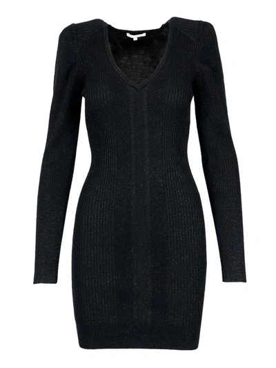 Patrizia Pepe Long Sleeved Wool Blend Dress In Black