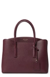 Kate Spade Large Margaux Leather Satchel In Deep Cherry