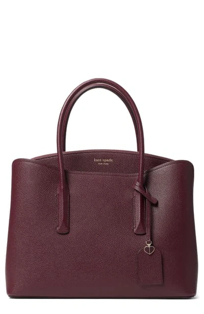 Kate Spade Large Margaux Leather Satchel In Deep Cherry