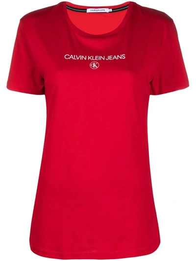 Calvin Klein Jeans Est.1978 Logo Print T-shirt In Red