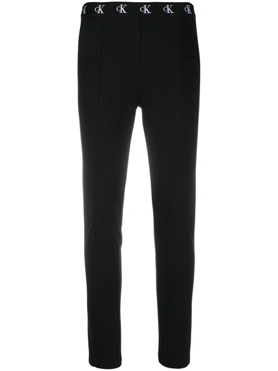 Calvin Klein Jeans Est.1978 Logo Embroidered Leggings In Black