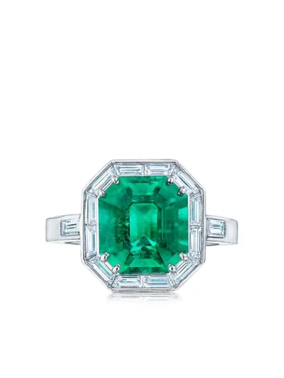 Kwiat Platinum Diamond Emerald Cut Ring In Green