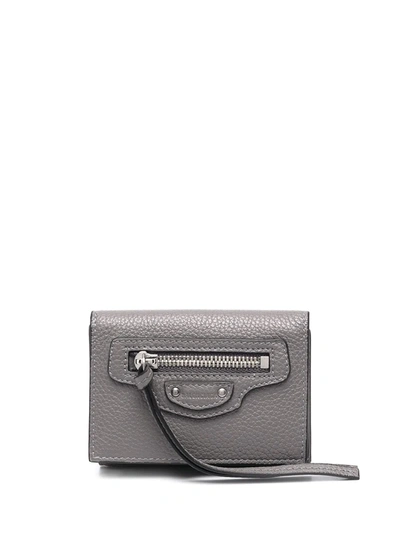 Balenciaga Mini Neo Classic Wallet In Grey