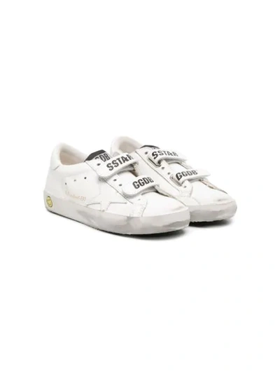 Golden Goose Kids' Double Logo Strap Trainers In White