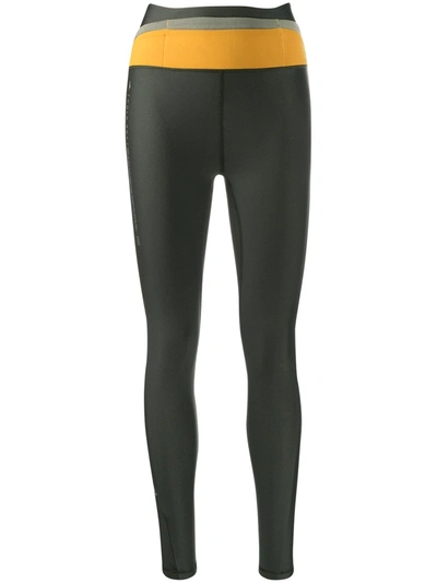 Adidas Originals Contrast-panel Fitted Leggings In Green