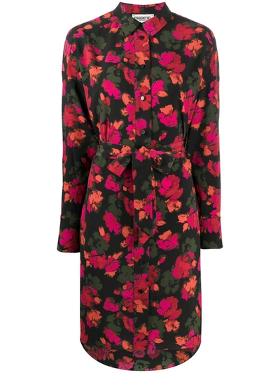 Essentiel Antwerp Floral Print Shirt Dress In Red