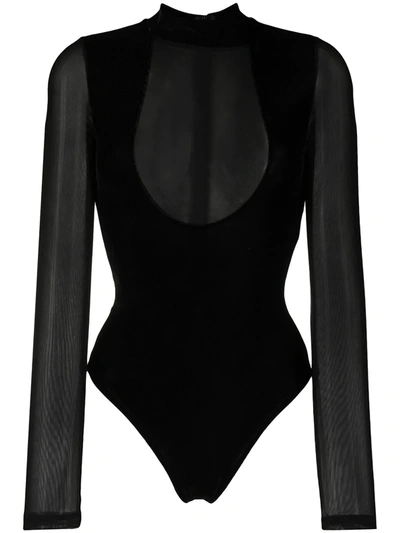 Alchemy Semi-sheer U-neck Body In Black