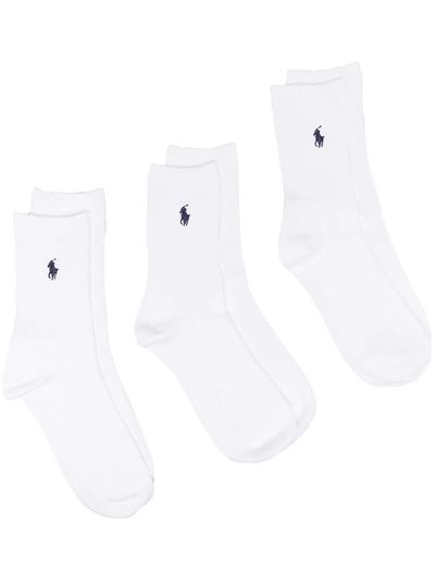 Polo Ralph Lauren Polo Pony Ribbed-knit Socks In White