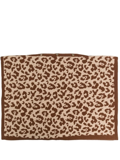 Ami Amalia Leopard Merino-knit Pillowcase In Brown